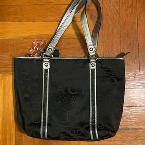 Coach Poppy Black Butterfly Tote Bag Purse Used